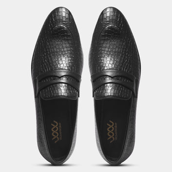 ROSETTO ROMERO FLOW Men Faux Leather Black Slip-On Loafers